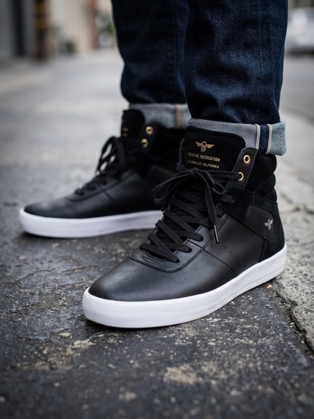 CREATIVE RECREATION Black High-Top Sneakers with White Soles. Size 10